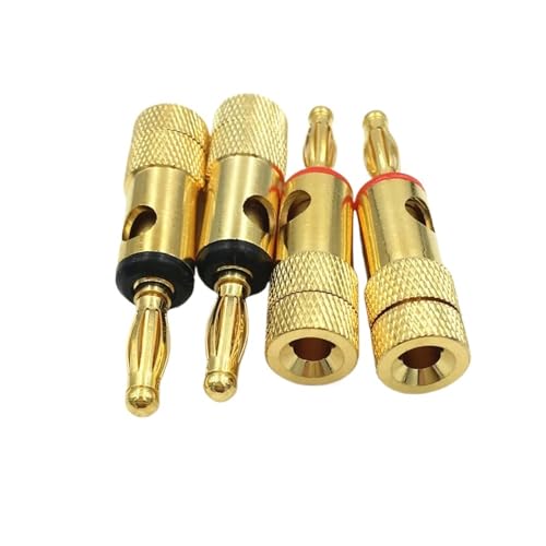 10Pcs Brass 4mm Banana Spiral Type Gold Screw Stereo Speaker Audio Terminal Adapter Electronic Connector(Red)