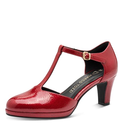 Marco Tozzi Damen Pumps mit Riemen Elegant Trichterabsatz, Rot...