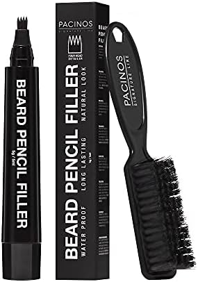 Pacinos Beard Pencil Filler, Waterproof, Natural Finish, Moustache, Black