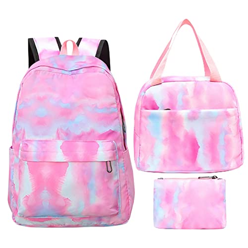 Mineatig Mochila Escolar Niña,Mochila Rainbow, Mochilas Para Niños 3 En 1 Con Bolsa Para El Almuerzo Y Billetera, Para Niñas Adolescentes De Primaria, Secundaria Y Secundaria