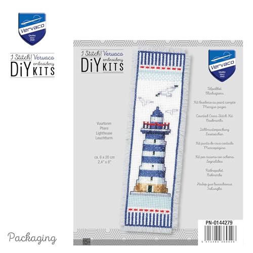 Image of Vervaco Cross Stitch Bookmark Kit Lighthouse 2.4 inch x 8 inch