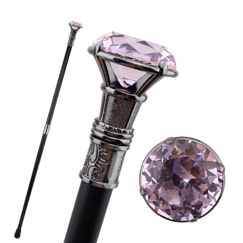 Pink Diamond Type Silver Walking Cane Fashion Decorative Walking Stick Gentleman Elegant Cosplay Cane Knob Crosier 93cm
