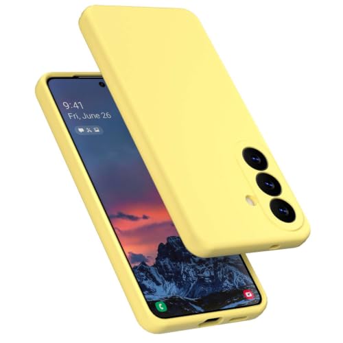 Coque Galaxy S26 Ultra en silicone liquide jaune avec protection microfibre