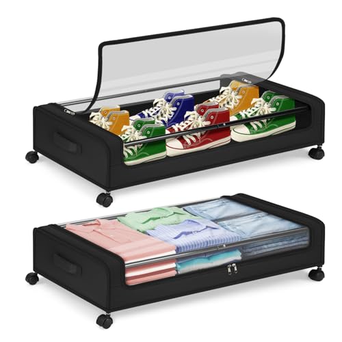 Cómodas Y Cajoneras, Tools Contenedores de Almacenamiento Debajo de la Cama con Ruedas, Organizador de Almacenamiento Debajo de la Cama con Tapas Transparentes, Cajones con asas para...