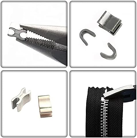 20 Sets Zip Repair Kit Zipper Replacement Accessories Metal Zipper Head Slider Retainer Insertion Pin for Jacket Jeans Sewing