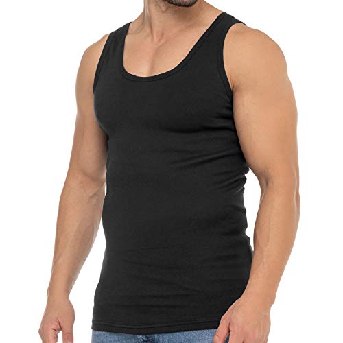 Celodoro Herren Business Tank Top (1 Stück) Achselhemd aus Baumwolle - Schwarz XXL