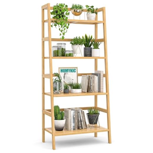 Homykic Stylish Bamboo 4-Tier Bookshelf