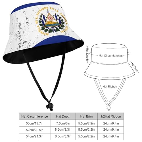 Retro El Salvador FlagChildren's Bucket Hat for Boys and Girls, Breathable Summer Beach Hat54cm2