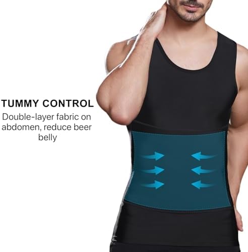 Lgtfy Mens Slimming Body Shaper Vest, Chest Abdomen Compression Tank Top, Belly Hiding Undershirts - Change in Seconds
