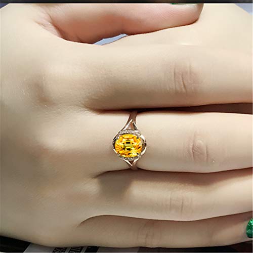18K Yellow Gold Yellow Citrine and CZ Women's Engagement Ring (2 Ct Oval Gemstone Birthstone, Available 6,7,8,9,10) (8)2