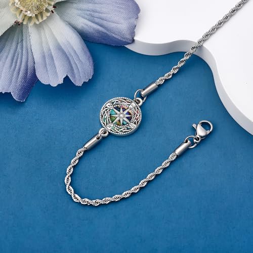 Tree of Life/Compass Bracelet 925 Sterling Silver Jewelry With Abalone Compass Gift for Women Men3