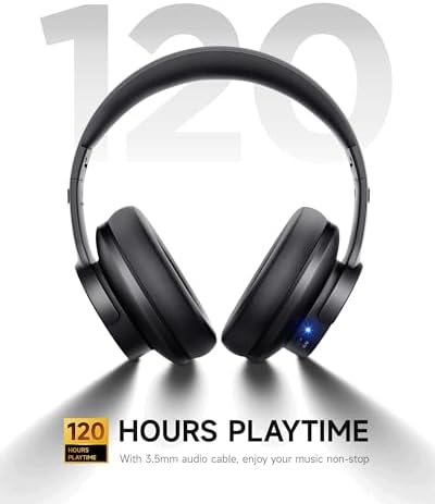 Picun B8 Wireless Bluetooth Headphones, 120H Playtime, 3EQ Modes, Black - 2