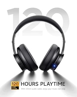 Picun B8 Bluetooth Headphones, 120H Playtime Headphone Wireless Bluetooth with 3 EQ Modes, Low Latency, Hands-Free Calls, Over Ear Headphones for Travel Home Office Cellphone PC Black