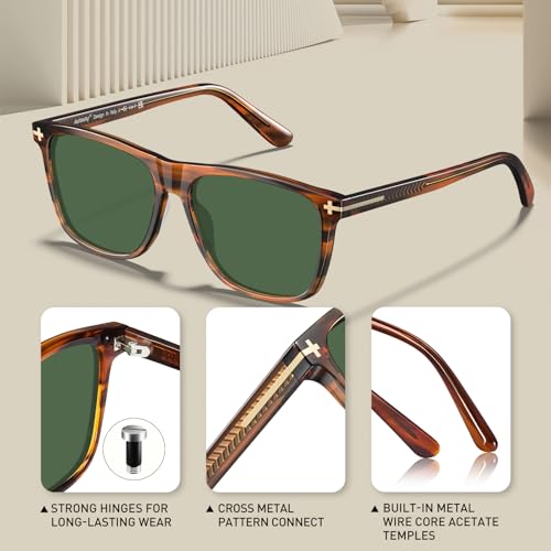 AVAWAY Square Polarized Sunglasses for Men - UV400 Protection Retro Fashion Acetate Driving Shades4