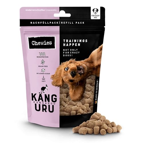 Chewies Trainings-Happen Känguru Hundeleckerli getreidefrei, Soft und ohne Zucker - Monoprotein Hunde-Leckerlis in der wiederverschließbaren Verpackung - Made in Germany (6 x 175 g)