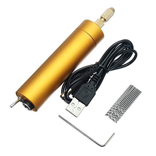 Gecheer 5 V DC Mini Alumínio Motor De Mão Elétrica Broca + 10 Pcs Bits de Torção DIY para Madeira PC