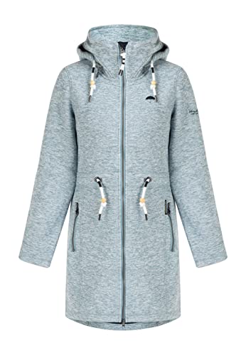 Schmuddelwedda Damen Strickfleecemantel, Hellblau Melange, L