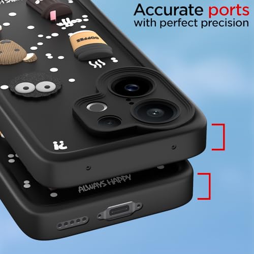 Image of Pikkme Back Cover for Vivo X200 Fe 5G | 3D Bear Silicone Cute & Fun Coffee Cartoon | Full Body Protection Bumper Case (Black)