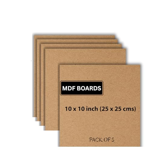 Image of ArtzFolio MDF Board 2.1mm Thick Cutout Sheets for DIY Art Craft Project | Unfinished Sides Engineered Wood Blanks for Paintings, Laser, Engraving | 10x10 inch (25x25 cms) | Pack of 5