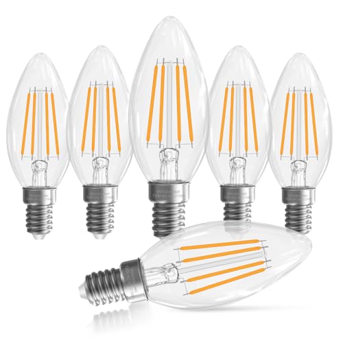 E12 Candelabra Light bulbs 2700K Warm White, Dimmable E12 LED Bulb 6 Pack
