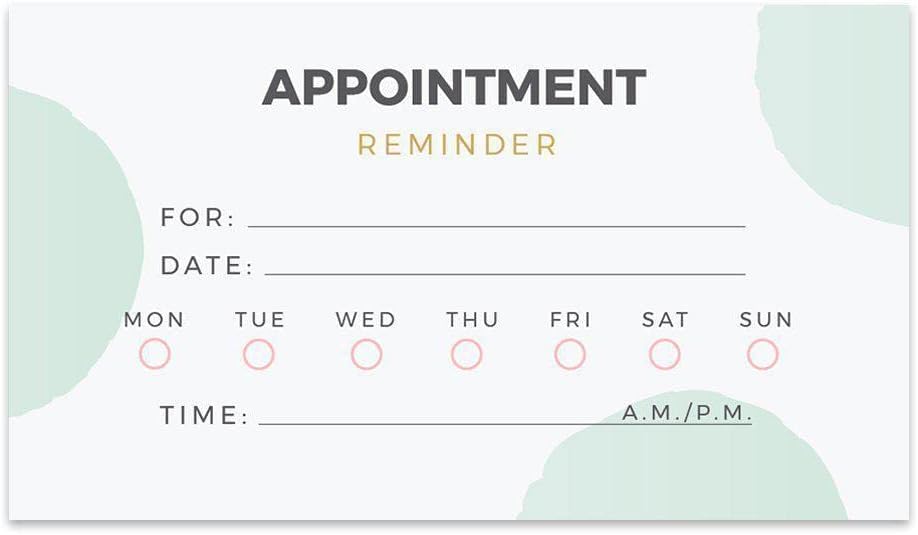 Andaz Press Half Circle Appointment Business Cards for Hair Salon, Client Reminder, Office, Massage, Grooming, Dental, Medical Doctor, Therapist, Hair Stylist, Nail Salon, Bulk 100 Cards, 2 x 3.5-Inch