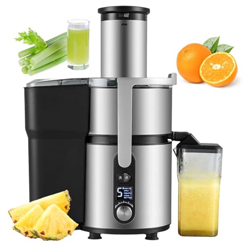 pealiritansemen Exprimidor Centrífugo – Tolva De Alimentación De 84 mm,Exprimidor Comercial De Frutas,5 Velocidades,Cuchilla De Acero Inoxidable,Separación Efectiva De La Pulpa,Piezas Desmontables