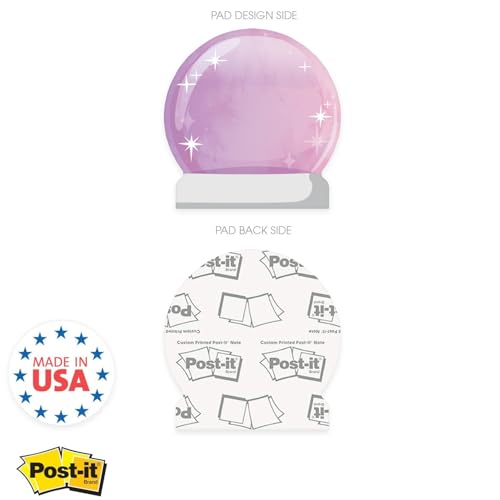 Image of Multicolor Crystal Ball Sticky Note Assortment / 4 inch Repositionable Mystical Orb Themed Sticky Note Pads /Set of 3 Magical Designs /Made in The USA