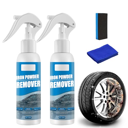 lilyrhyme Iron Powder Remover Spray Multi-Functional Quick-Acting Rust Removal Spray for Metal Surfaces Iron Stain Cleaner for Wheels Tools & Hardware (100 ml *2)