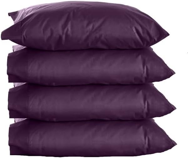 Averest Luxury Hotel Collection King Size Bulk Pillow Cases - 4 Pack Solid Purple - Easy to Use Envelop Closure - Soft, Comfortable Wrinkle & Fade Resistant - Perfect for Home, Hospital & Hotel