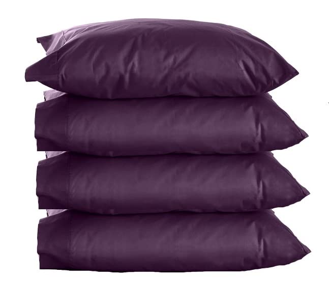 Averest Luxury Hotel Collection King Size Bulk Pillow Cases - 4 Pack Solid Purple - Easy to Use Envelop Closure - Soft, Comfortable Wrinkle & Fade Resistant - Perfect for Home, Hospital & Hotel