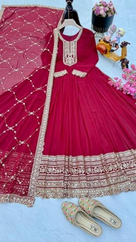 Designer Indian Gown Dupatta Georgette Fabric Casual Wedding Festival Apparel Beautiful Stylish3