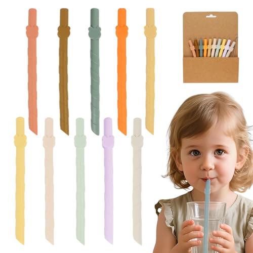 JUGUTA Lot De 10 Pailles En Silicone Avec Brosse De Nettoyage, 13,8 Cm De Long, Réutilisables, Largeur 9 Mm, Sans Bpa, Pour Boissons Chaudes Et Froides