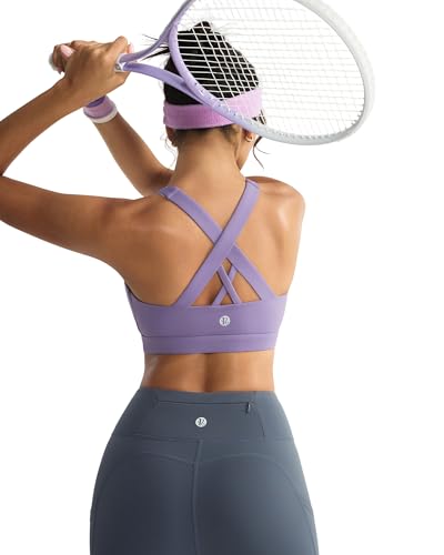 Image of RUNNING GIRL Sports Bras for Women,Padded Strappy Sports Bras Criss-Cross Back Medium Support Sports Bras with Removable Cups