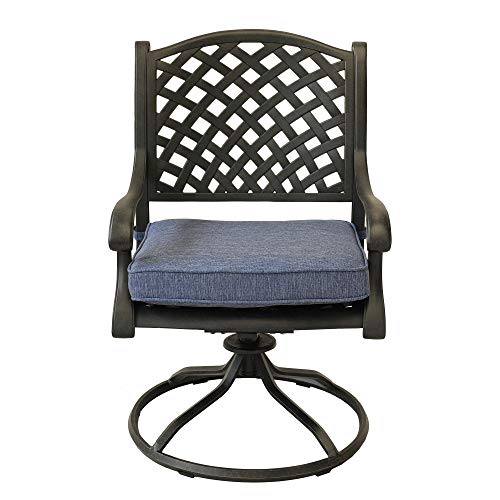 GOWE Patio Outdoor Dining Swivel Rocker Chairs with Cushion, Set of 2, Navy Blue
