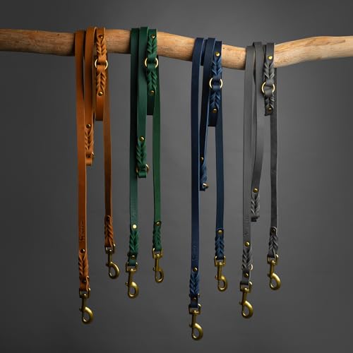 Collier M pour chien en cuir vert foncé ajustable de 14 à 19 pouces - 8