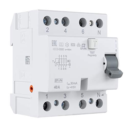 REV FI, Schutzschalter (RCCB) 4-polig, Höhe 68mm, 40A, 30mA, 4TE, 415VAC, weiss
