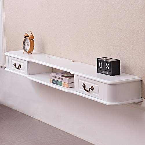 Estantería de pared flotante para TV, caja decodificador, trofeo, proyector de CD DVD, estante de almacenamiento multimedia, consola de TV, armario de pared para colgar con cajón