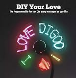 SUCAN DG-TFB11 Mini Multifuncional USB LED RGB Ventilador Programable Y Tiempo Real LED Reloj Ventilador Colorido Pantalla Con Flexible Cuello De Ganso (Ventilador programable RGB)