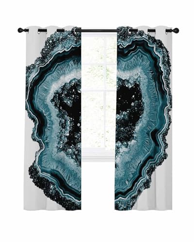 Pinroote Abstract Marble Blackout Curtain 39 Inch Length 2 Panels