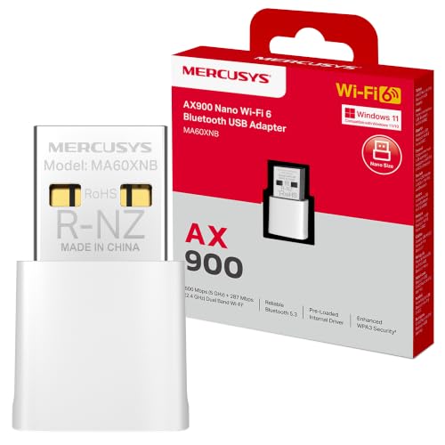 Mercusys MA60XNB-Adaptador WiFi USB, AX900, 600 Mbps, WiFi 6, Bluetooth 5.3