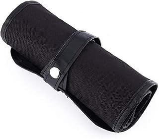 Yosoo Canvas Pencil Wrap,36 Pencil Holder Colored Pencils Pouch Case Roll Multi-Purpose Pouch, Unrolls Flat for Easy Access, Press-Stud for Security (Black)
