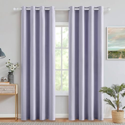 MIULEE Lot de 2 Rideaux occultants Modernes, occultants et Thermiques à œillets pour Chambre, Salon, Isolation Thermique, 140 x 245 cm, Lilas Clair