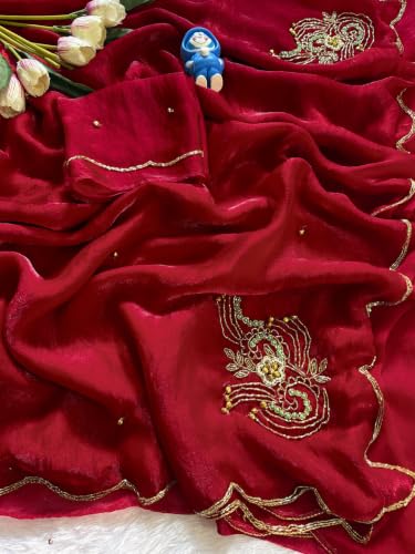 SIRIL red tissue silk ghungroo saree – image 5