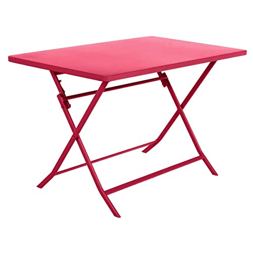 Hespéride - Table de Jardin Pliante Rectangulaire Greensboro Rouge Grenat - 4 Places - Acier Traité Epoxy Traitement Antirouille Renforcé