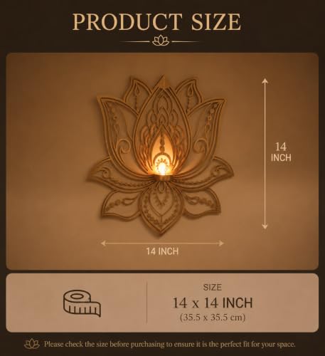Image of Wall Hanging Lotus Candle Stand - Elegant Metal Lotus Design for Tealight & Votive Candles | Stunning Home Decor Accent for Living Rooms, Bedrooms, and Meditation Spaces