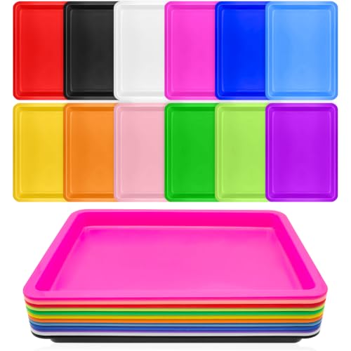 12 Pack Large Stackable Plastic Art Trays Colorful Stackable Craft Trays