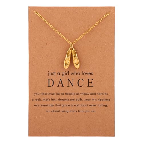 Mikovivi Colliers avec Pendentif Doré, Collier Danse Longueur Réglable Cadeau Bijou pour Femmes avec Cartes & Enveloppe (Style Chaussons)