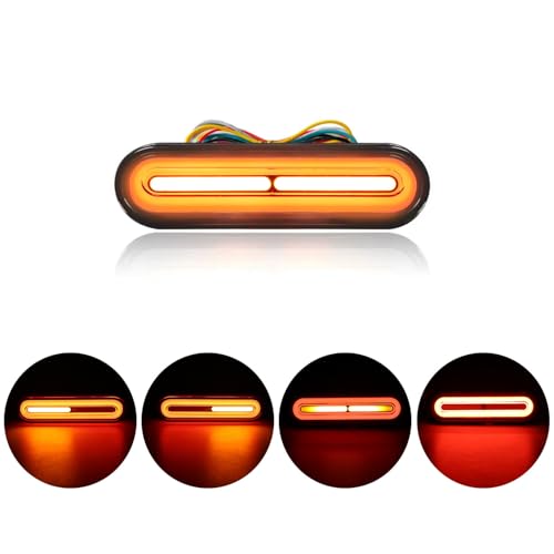 Image of Alopee 5 inch Universal Led Motorcycle Tail Lights 12V-80V, 1 Pack | Dual Color Rear Brake and Turn Signals IP67 Waterproof for Dirt Bike ATV Tail Light Scooter Truck Trailer and Golf Cart