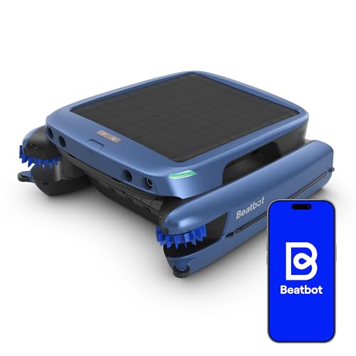 (2025 Upgrade) Beatbot iSkim Ultra 24/7 Cleaning Solar Powered Pool Skimmer with Water Clarification System & APP Control, Voice Broadcast, Dual Charging Options, Edge & Corner Cleaning, Blu