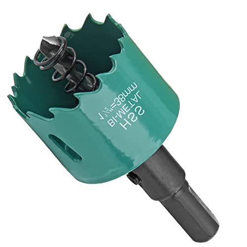 Image of 1-1 /2 Inch / 38mm Hole Saw with Arbor, 1.5 Inch Hole Saw HSS Bi-Metal Hole Cutter Smoothly Cutting in Cornhole Boards, Plastic, Wood, Fiberboard, Drywall